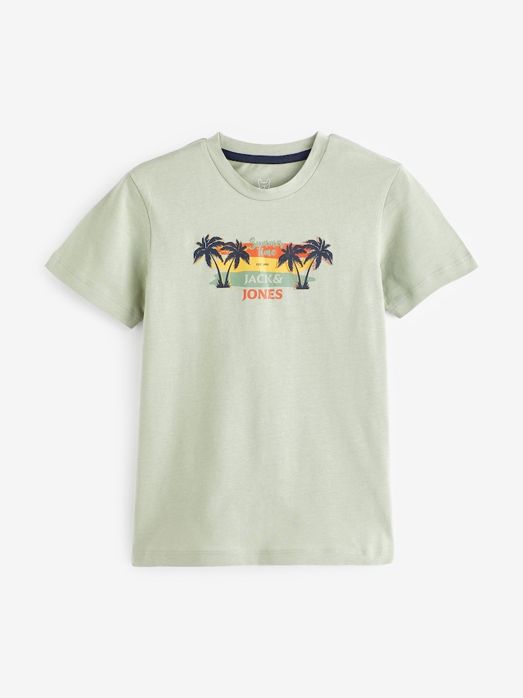 JACK & JONES JUNIOR modra kratek rokav; s kratkimi rokavi okrogel ovratnik; z okroglim ovratnikom Natisnjena majica 2 komplet - Slika 2 iz 3