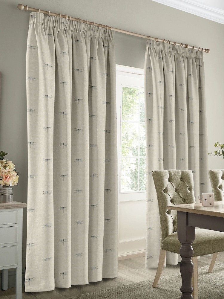 Sophie Allport Teal Blue Vector Dragonfly Made to Measure 100% Cotton Curtains - Image 2 of 6
