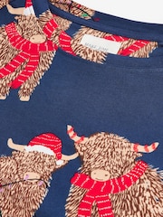 Navy Blue Matching Family Womens Christmas Hamish The Highland Cow 100% Cotton Nightie - Image 6 of 8