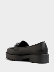 Yours Curve Black Wide FIt Chunky Metal Trim Loafers - Image 3 of 4