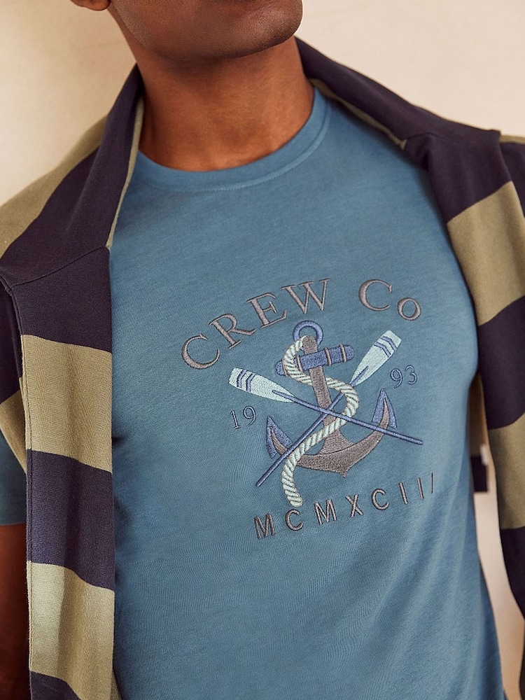 Crew Clothing 100% Cotton Anchor Graphic T-Shirt - Image 1 of 5