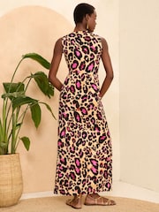 Love & Roses Pink Drape Twist Front Sleeveless Jersey Midi Dress - Image 3 of 4
