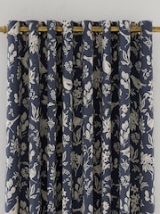 Joules Navy Festival Pheasants Blackout Eyelet Curtains - Image 2 of 2
