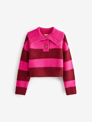 Pink Stripe Collar Jumper (3-16yrs) - Image 8 of 11