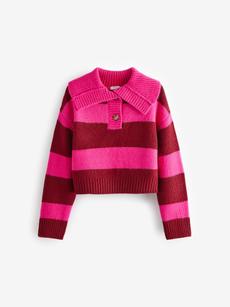 Buy Pink Stripe Collar Jumper (3-16yrs) from the Next UK online shop - Main Image