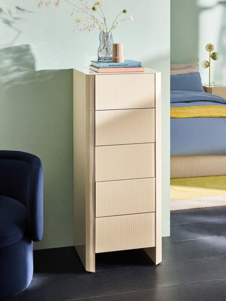 MADE.COM Ecru White Eleni 5 Drawer Chest of Drawers - Image 1 of 3