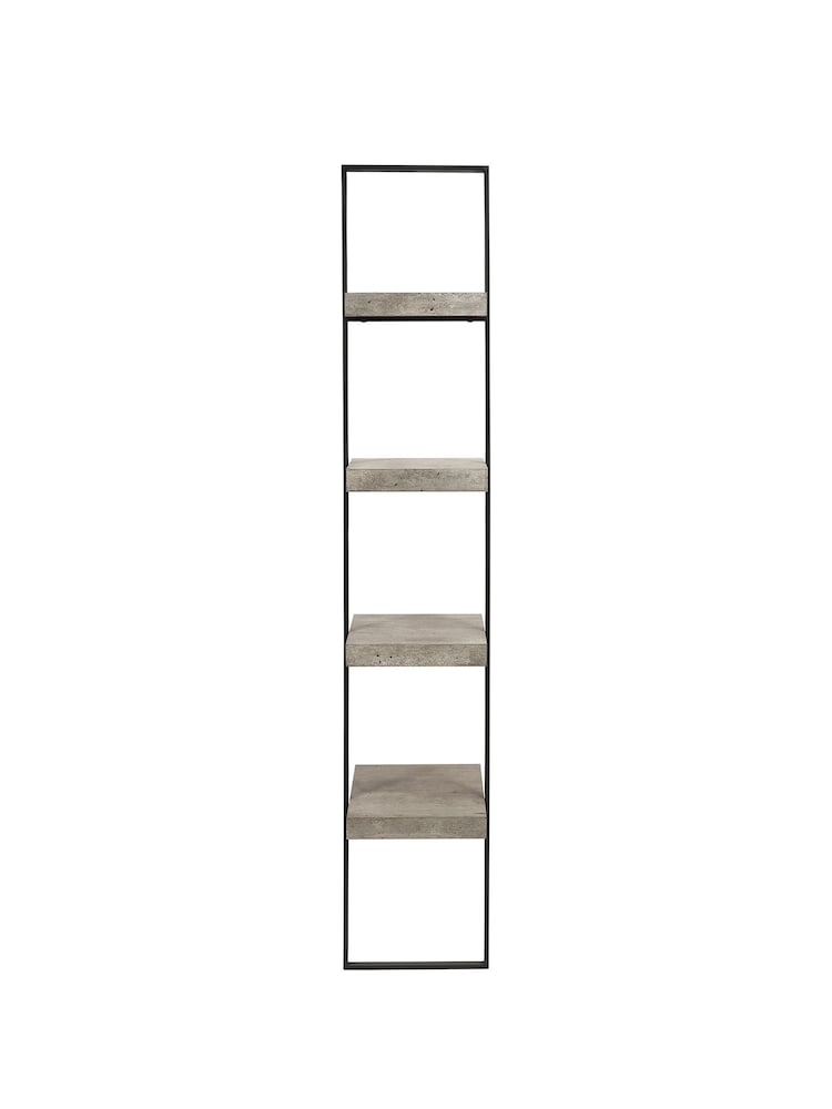 Pacific Grey Concrete Effect Wood and Iron 4 Shelf Unit - Image 2 of 6