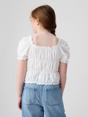 Gap White Square Neck Puff Sleeve Smocked Top (4-13yrs) - Image 2 of 4