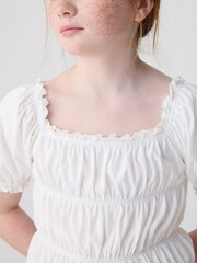Gap White Square Neck Puff Sleeve Smocked Top (4-13yrs) - Image 4 of 4