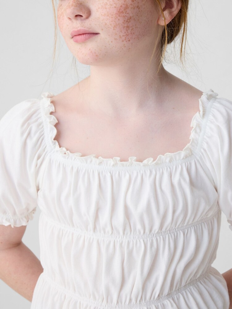 Gap White Square Neck Puff Sleeve Smocked Top (4-13yrs) - Image 4 of 4