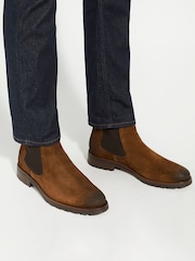 Dune London Brown Chelty Brushed Suede Chelsea Boots - Image 1 of 6
