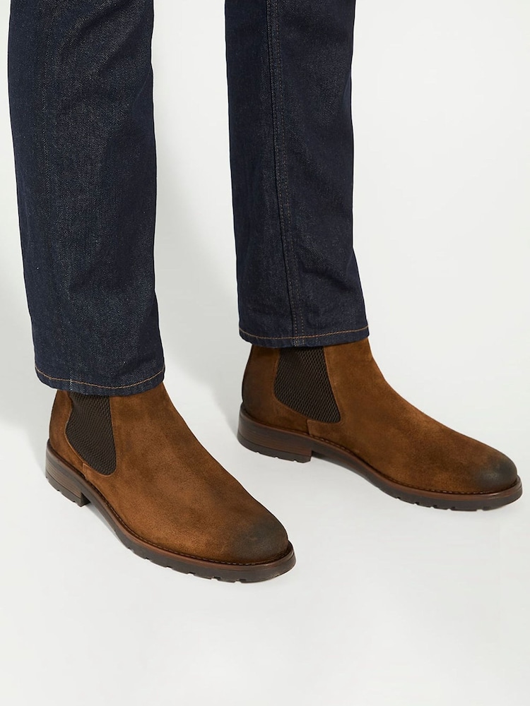 Dune London Brown Chelty Brushed Suede Chelsea Boots - Image 1 of 6