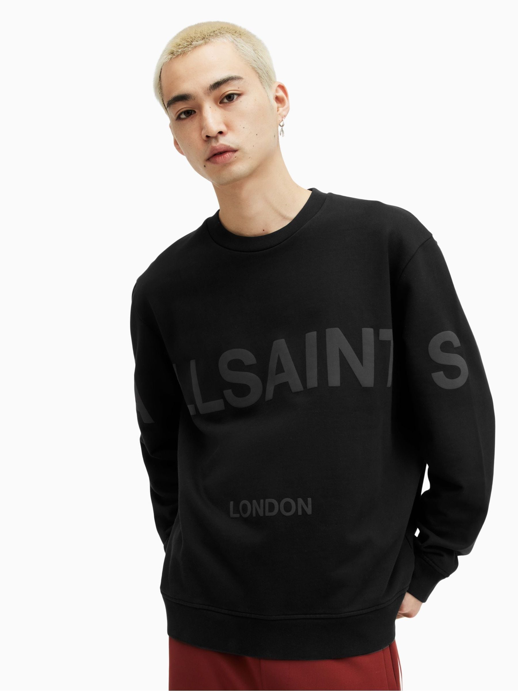 Buy AllSaints Black 100% Cotton Biggy Crew Sweatshirt from