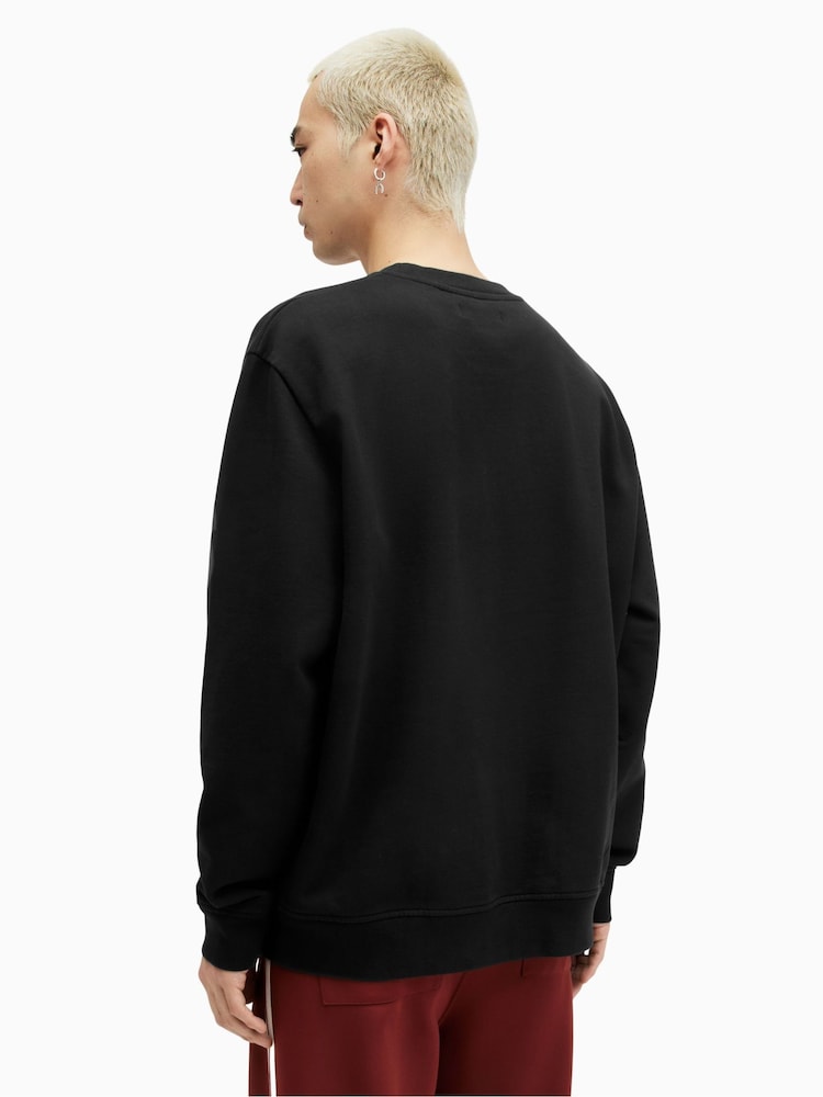 AllSaints Black 100% Cotton Biggy Crew Sweatshirt - Image 2 of 5