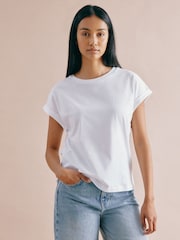 Blanco - Albaray 100% Cotton Roll Back T-Shirt - Imagen 1 de 4