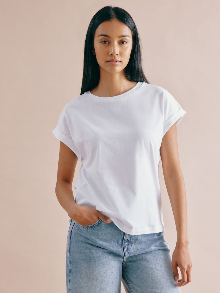 Albaray 100% Cotton Roll Back T-Shirt - Image 1 of 4 Albaray 100% Cotton Roll Back T-Shirt - Image 1 of 4