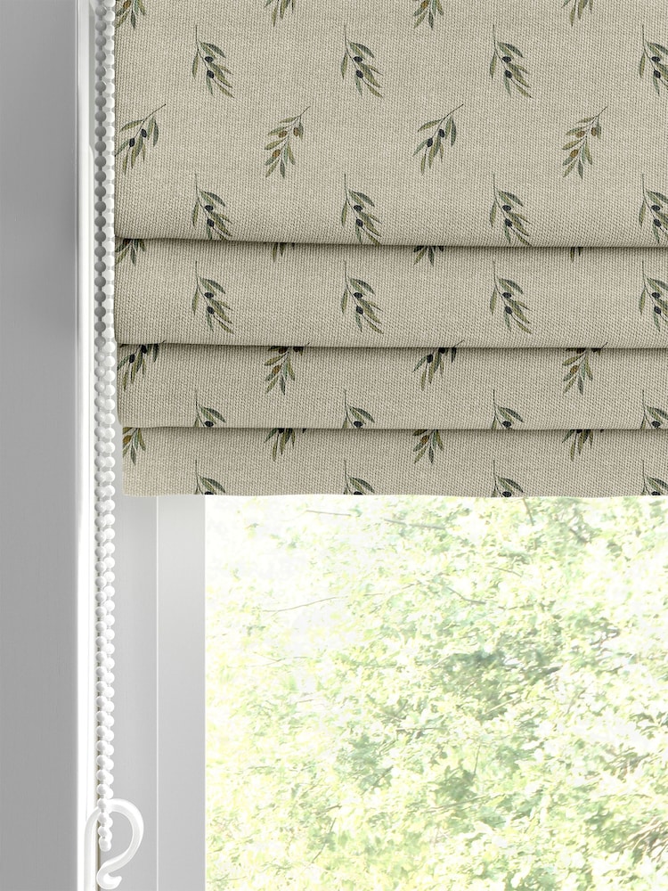 Sophie Allport Natural Linen Olive Made to Measure 100% Cotton Roman Blinds - Image 2 of 6