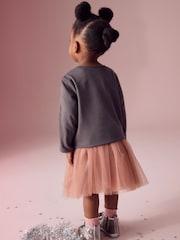 Charcoal Grey 100% Cotton Long Sleeve Bow Sequin T-Shirt (9mths-7yrs) - Image 3 of 8