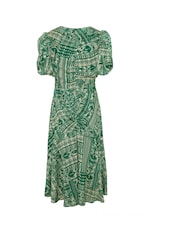 Another Sunday Green Sparkle Aztec Style Puff Sleeve Midi Dress - Image 5 of 6
