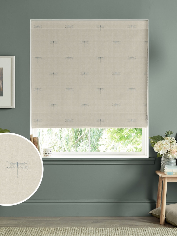 Sophie Allport Duck Egg Blue Vector Dragonfly Made to Measure 100% Cotton Roman Blinds - Image 1 of 6