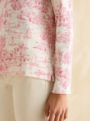 Joules Harbour Toile de Jouy Pink Boat Neck Printed Top - Image 6 of 6