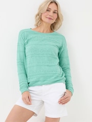 FatFace Isabelle Green Cotton Linen Jumper - Image 1 of 4