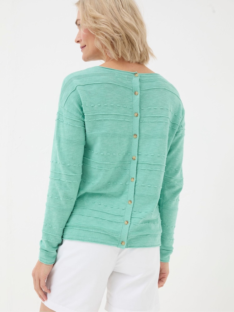 FatFace Isabelle Green Cotton Linen Jumper - Image 2 of 4