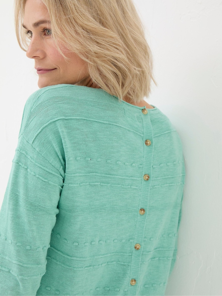 FatFace Isabelle Green Cotton Linen Jumper - Image 4 of 4