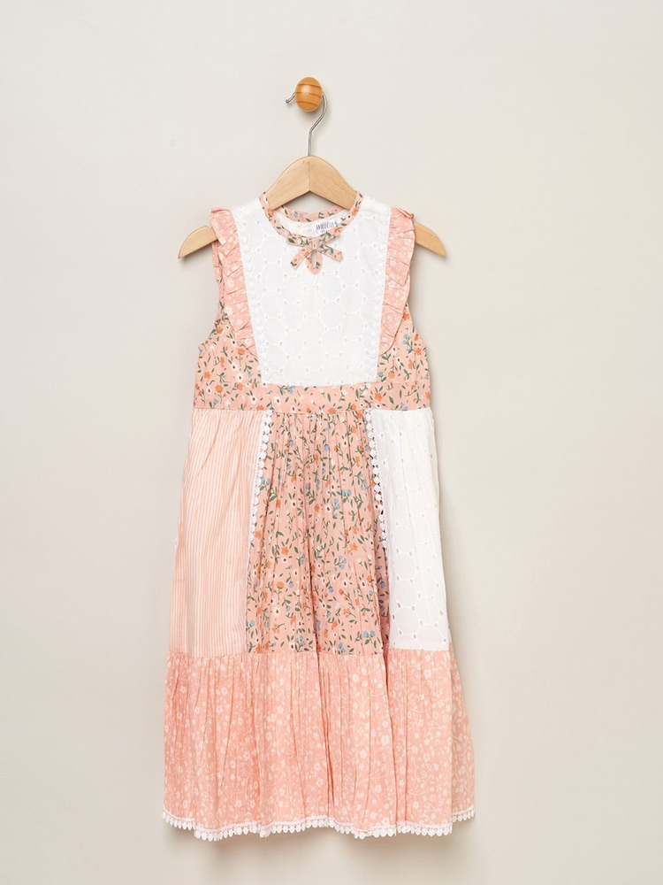 Miss Pink 100% Cotton Patchwork Dress With Frill Sleeve - Bild 1 von 3