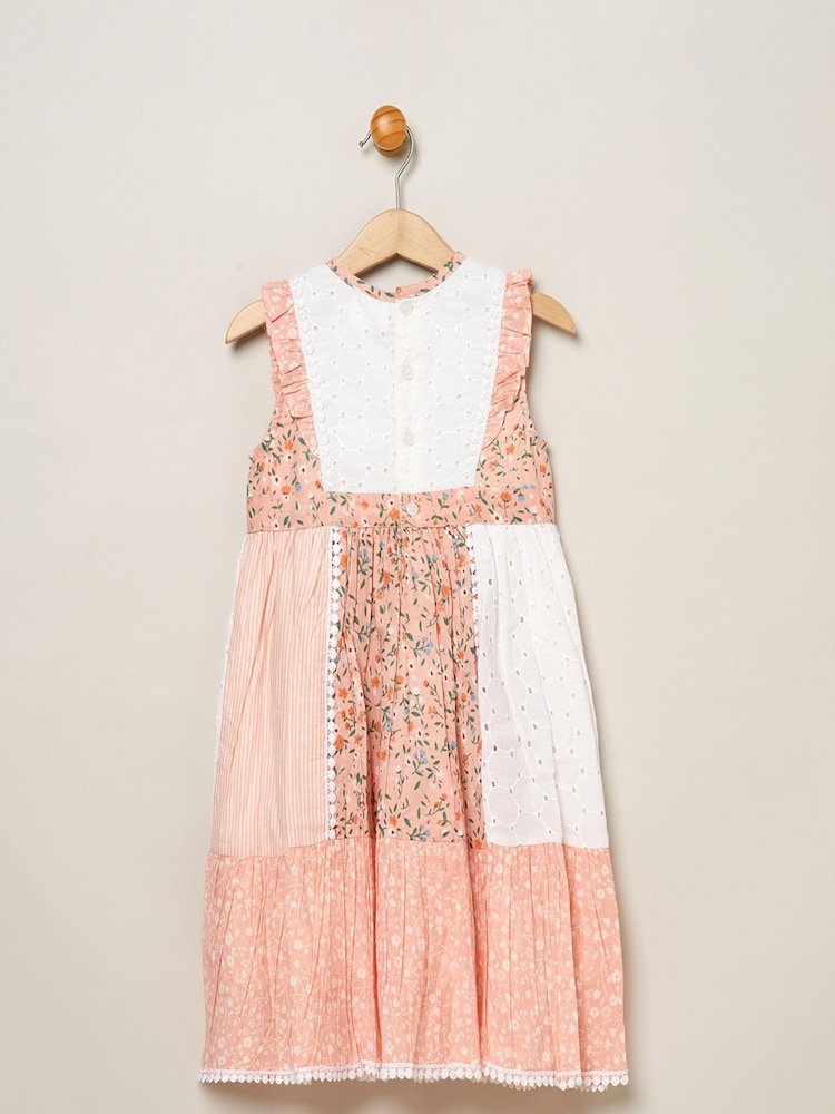 Miss Pink 100% Cotton Patchwork Dress With Frill Sleeve - Bild 2 von 3