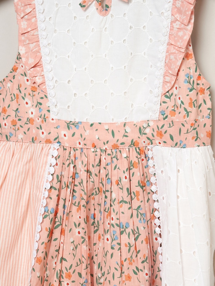Miss Pink 100% Cotton Patchwork Dress With Frill Sleeve - Bild 3 von 3