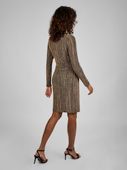 JoJo Maman Bébé Gold Sparkle High Neck Maternity Mini Dress - Image 2 of 5