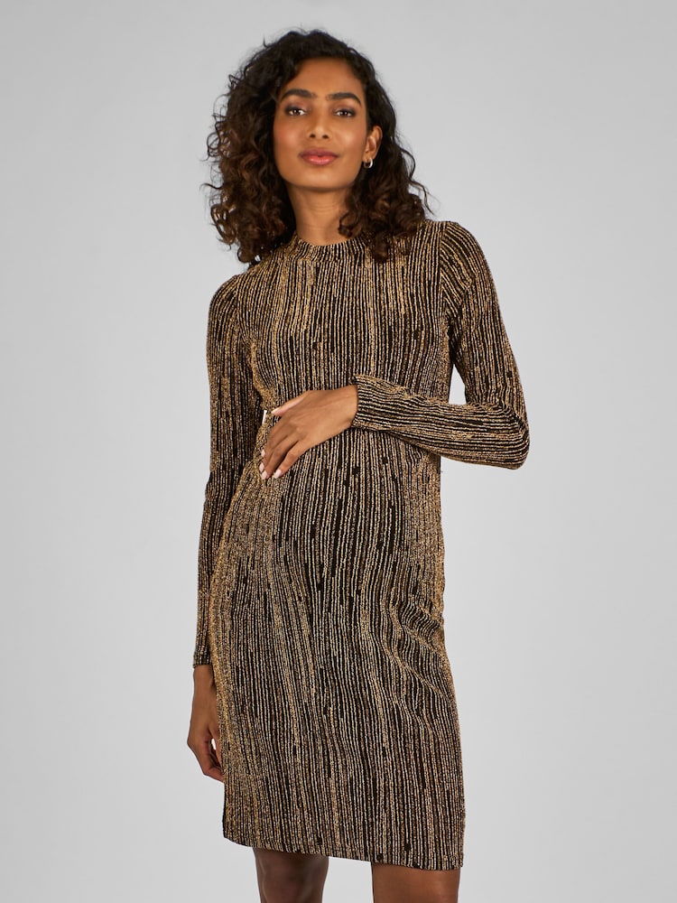 gold maternity cocktail dress Champagne Glitter Top Maternity Tulle Maxi Dress main image 0