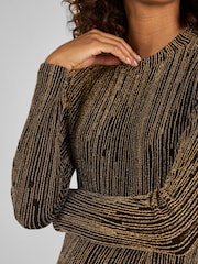 JoJo Maman Bébé Gold Sparkle High Neck Maternity Mini Dress - Image 5 of 5