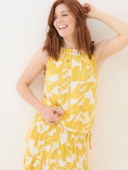 FatFace Lyra Yellow Med Geo Cotton/Linen Mix Cami - Image 1 of 5