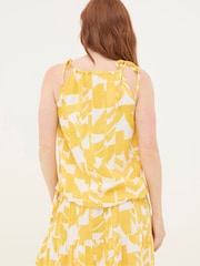 FatFace Lyra Yellow Med Geo Cotton/Linen Mix Cami - Image 2 of 5