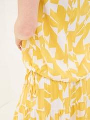 FatFace Lyra Yellow Med Geo Cotton/Linen Mix Cami - Image 3 of 5