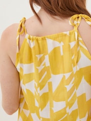 FatFace Lyra Yellow Med Geo Cotton/Linen Mix Cami - Image 4 of 5