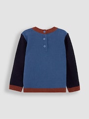 JoJo Maman Bébé Navy Lion Colour Block Lambswool Jumper - Image 2 of 4