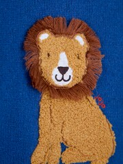 JoJo Maman Bébé Navy Lion Colour Block Lambswool Jumper - Image 4 of 4