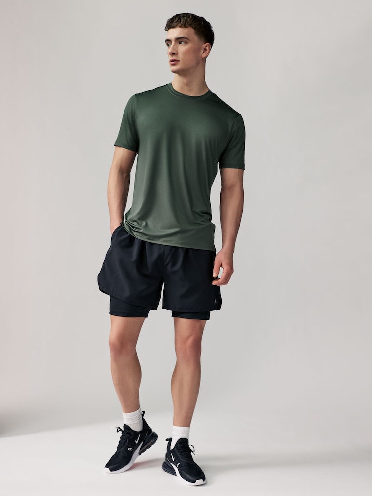 Khaki Green Active Gym Texture Training T-Shirt - Image 4 of 9