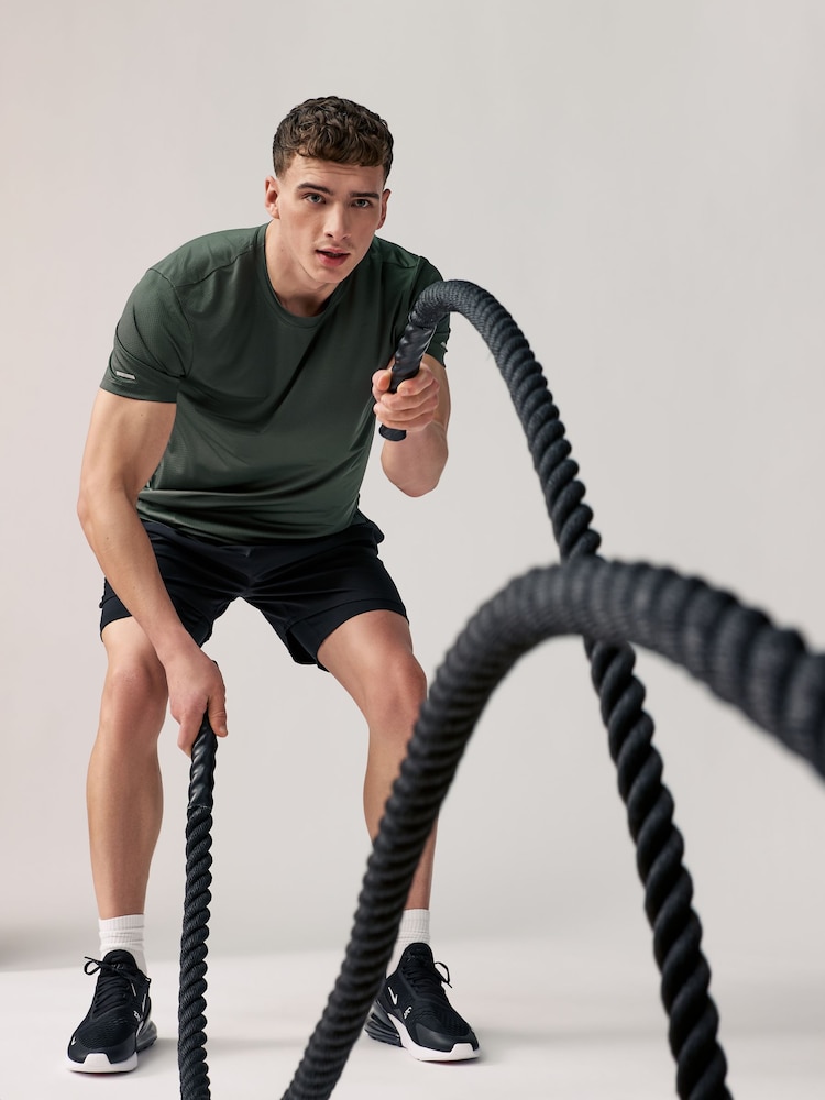 Khaki Green Active Gym Texture Training T-Shirt - Image 5 of 9