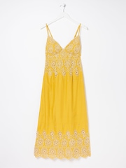 FatFace Daisy Yellow Broderie Midi Dress - Image 7 of 7