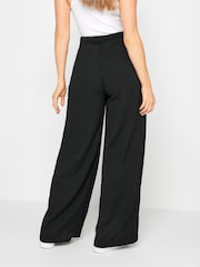 Long Tall Sally Black Contrast Pipe Detail Wide Leg Trousers - Image 3 of 4
