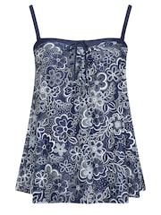 Yours Curve Blue Floral Print A-Line Tankini Top - Image 5 of 5