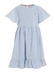 Tommy Hilfiger Blue Girls Gingham Puff Dress - Image 4 of 6