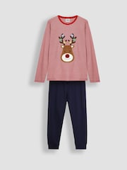 JoJo Maman Bébé Red Mens Reindeer Pyjamas Set - Image 1 of 5