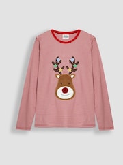 JoJo Maman Bébé Red Mens Reindeer Pyjamas Set - Image 2 of 5