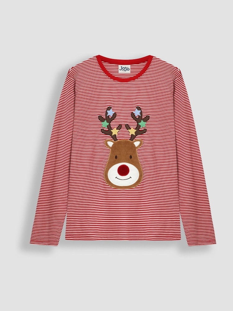 JoJo Maman Bébé Red Mens Reindeer Pyjamas Set - Image 2 of 5