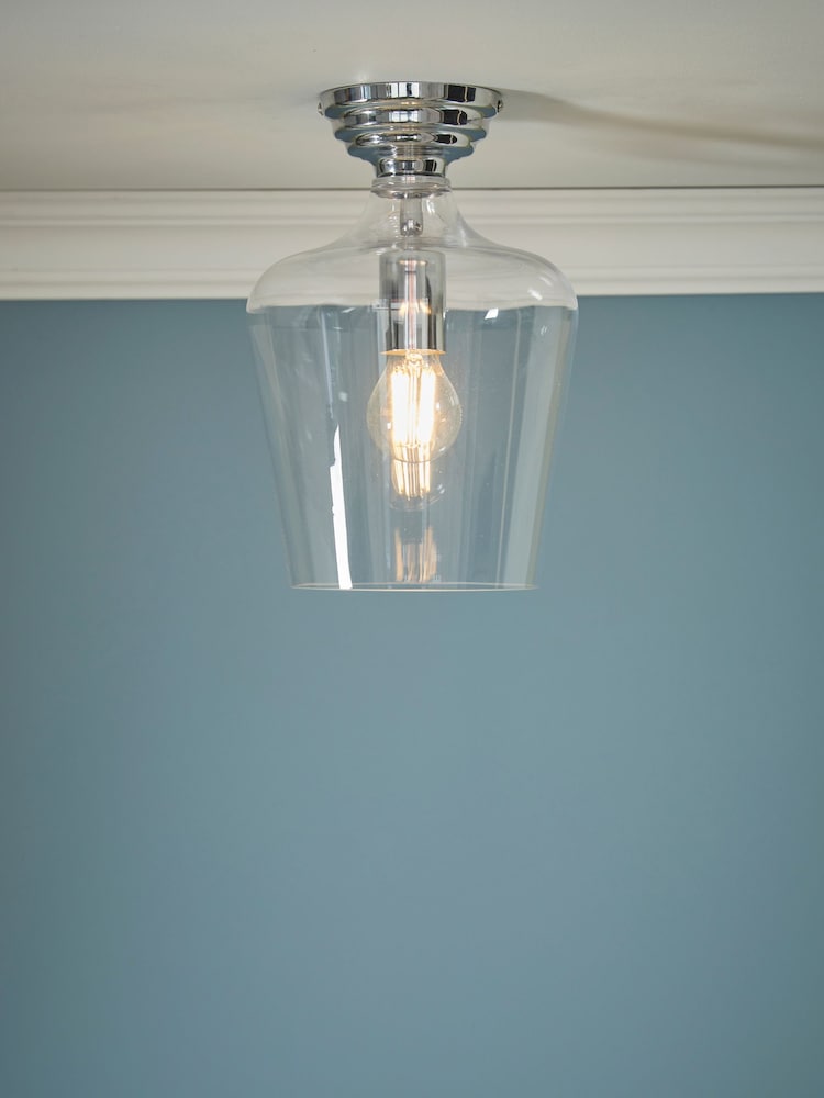Laura Ashley Chrome Ockley Ceiling Flush Fitting Light - Image 1 of 6